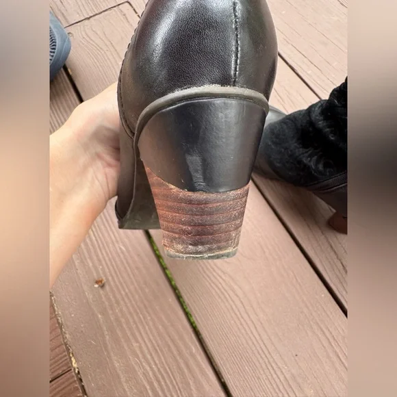 Spring Step L’Artiste Black Ankle Boots leather and embossed suede - Picture 2 of 11